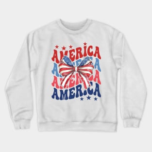 Coquette American Flag, Coquette 4th Of July, Independence Day, Fourth Of July, American Flag Crewneck Sweatshirt